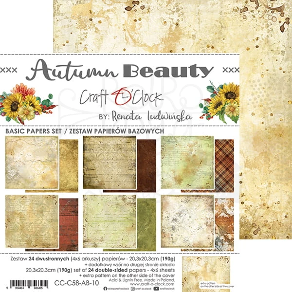 Zestaw papierów bazowych 20x20 Autumn Beauty CC-C58-AB-10 Craft O'Clock