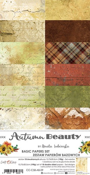 Zestaw papierów bazowych 15x30 Autumn Beauty CC-C58-AB-09 Craft O'Clock