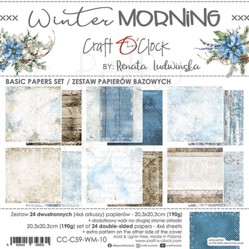 Zestaw papierów bazowych 20x20 Winter Morning CC-C59-WM-10 Craft O'Clock
