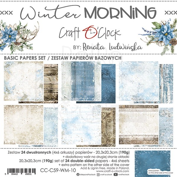 Zestaw papierów bazowych 20x20 Winter Morning CC-C59-WM-10 Craft O'Clock