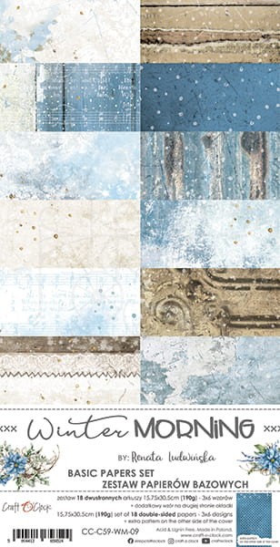 Zestaw papierów bazowych 15x30 Winter Morning CC-C59-WM-09 Craft O'Clock