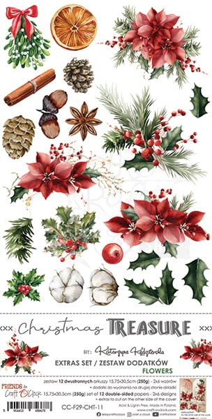 Zestaw dodatków 15x30 Christmas Treasure - Kwiaty CC-F29-CHT-11 Craft O'Clock