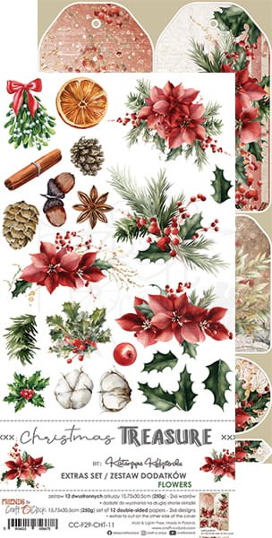 Zestaw dodatków 15x30 Christmas Treasure - Kwiaty CC-F29-CHT-11 Craft O'Clock