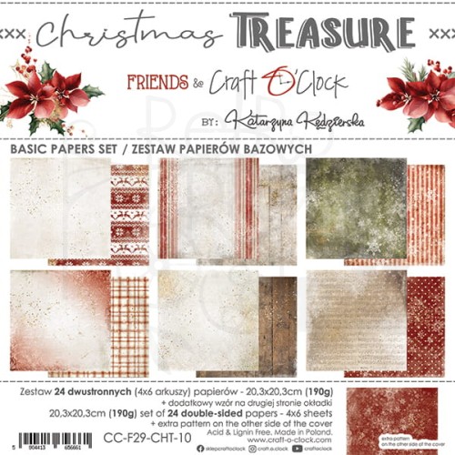 Zestaw papierów bazowych 20x20 Christmas Treasure CC-F29-CHT-10 Craft O'Clock