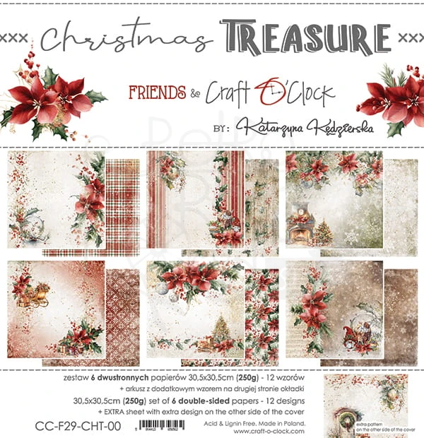 Zestaw papierów 30x30 Christmas Treasure CC-F29-CHT-00 Craft O'Clock