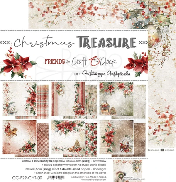 Zestaw papierów 30x30 Christmas Treasure CC-F29-CHT-00 Craft O'Clock
