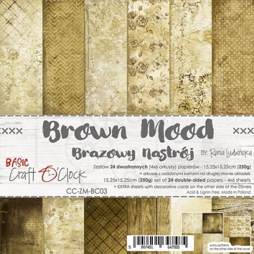 Zestaw papierów 15x15 Basic 03 Brown Mood CC-ZM-BC03 Craft O'Clock