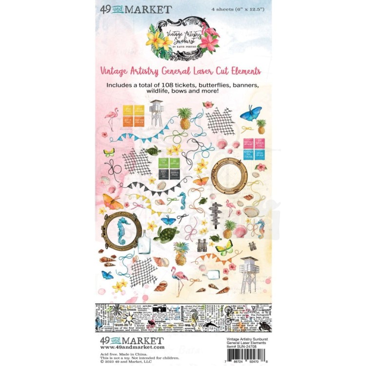Ozdoby papierowe die-cuts Vintage Artistry Sunburst General 108szt SUN24708 49 and Market