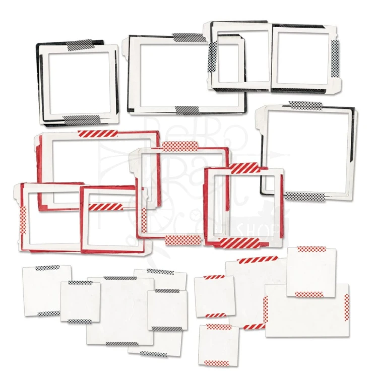 Ozdoby tekturowe ramki Christmas Spectacular Chipboard Frames 18 szt S2324449 49 and Market