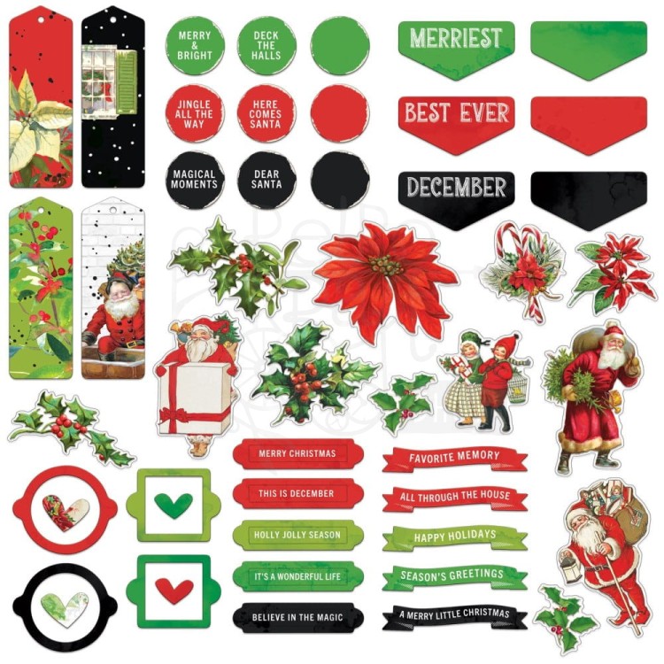 Ozdoby papierowe die-cuts Christmas Spectacular Chipboard Set 54szt S2324425 49 and Market