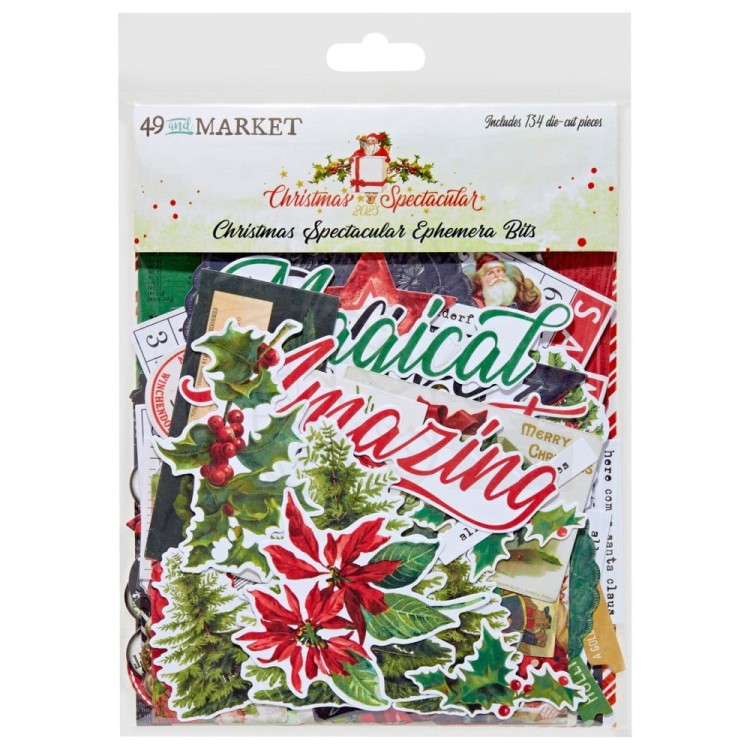 Ozdoby papierowe die-cuts Christmas Spectacular Ephemera Bits 134szt S2324395 49 and Market