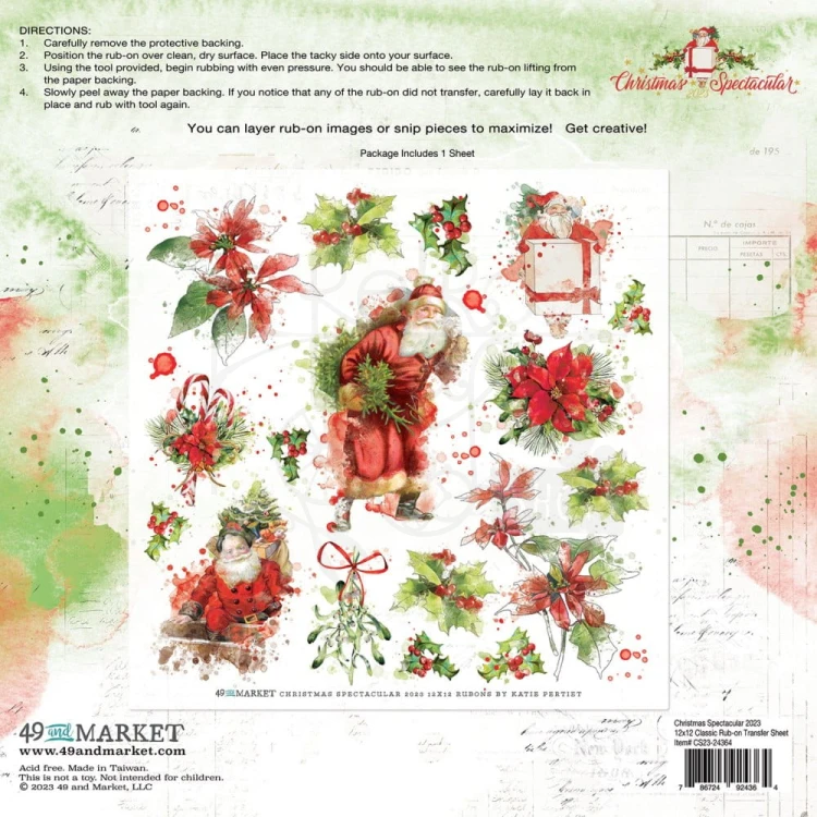 Rub-on transfer 30x30cm Christmas Spectacular Classic 1 arkusz S2324364 49 and Market