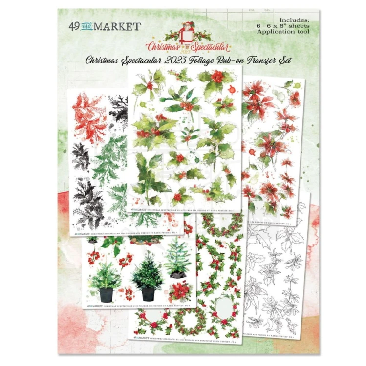 Rub-on transfer 15x20cm Christmas Spectacular Foliage 6 arkuszy S2324357 49 and Market
