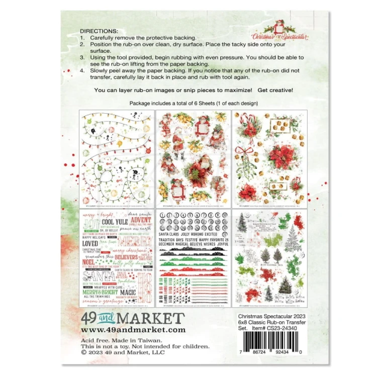 Rub-on transfer 15x20cm Christmas Spectacular Classic 6 arkuszy S2324340 49 and Market