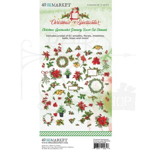 Ozdoby papierowe die-cuts Christmas Spectacular Greenery 61szt S2324326 49 and Market
