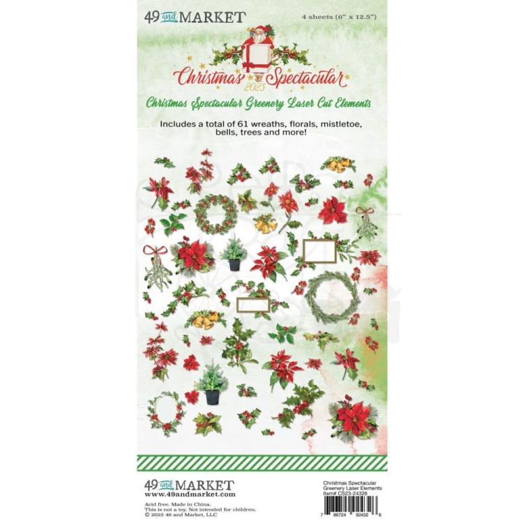 Ozdoby papierowe die-cuts Christmas Spectacular Greenery 61szt S2324326 49 and Market