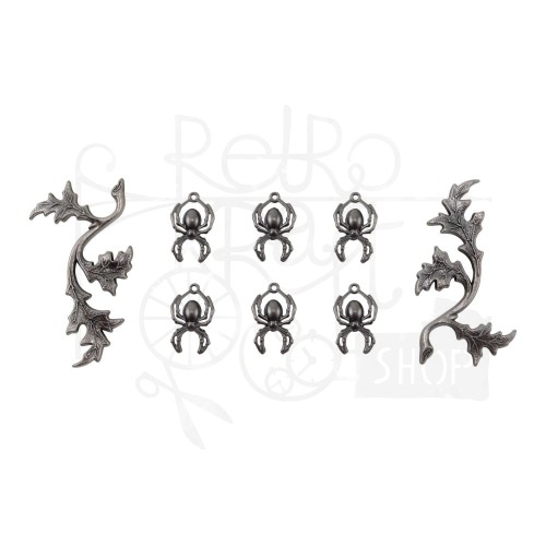 Ozdoby metalowe gałązki i pająki Idea-Ology Adornments - Spiders &amp; Branches TH94342 Tim Holtz