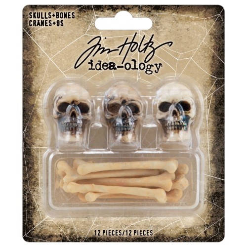 Ozdoby żywiczne czaszki i kości Idea-Ology Skulls &amp; Bones 12szt TH94339 Tim Holtz