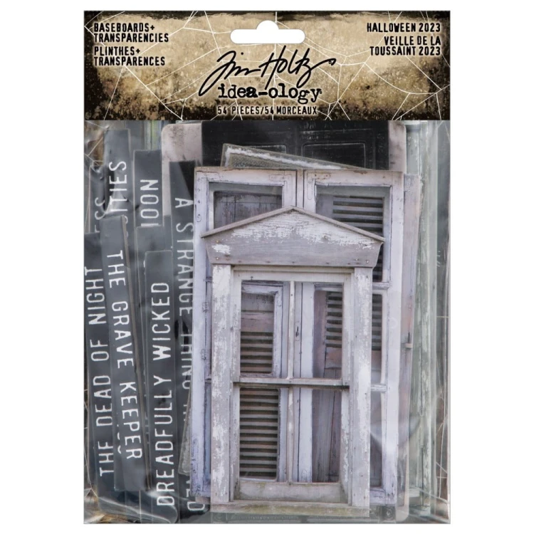 Ozdoby tekturowe i foliowe Idea-Ology Baseboards &amp; Transparencies Halloween 54szt TH94334 Tim Holtz