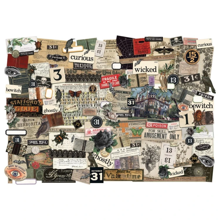 Ozdoby papierowe Idea-Ology Ephemera Pack Halloween 143szt TH94332 Tim Holtz