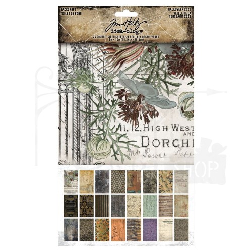 Ozdoby papierowe Idea-Ology Double-Sided Backdrops Halloween 24szt TH94331 Tim Holtz