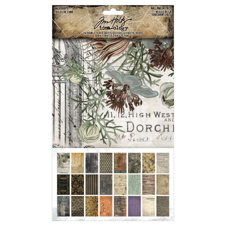 Ozdoby papierowe Idea-Ology Double-Sided Backdrops Halloween 24szt TH94331 Tim Holtz