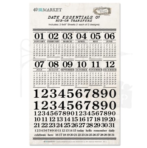 Rub-on transfer 15x20cm Date Essentials 01 2 arkusze E24050 49 and Market