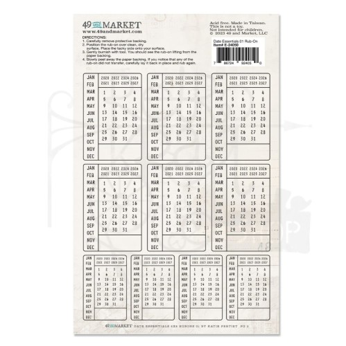 Rub-on transfer 15x20cm Date Essentials 01 2 arkusze E24050 49 and Market