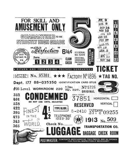Stempel gumowy kauczukowy Eccentric 45 elementów CMS-LG448 Tim Holtz Stampers Anonymous