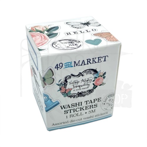 Taśma washi z naklejkami Vintage Artistry Tranquility VAT39784 49 and Market