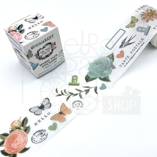 Taśma washi z naklejkami Vintage Artistry Tranquility VAT39784 49 and Market