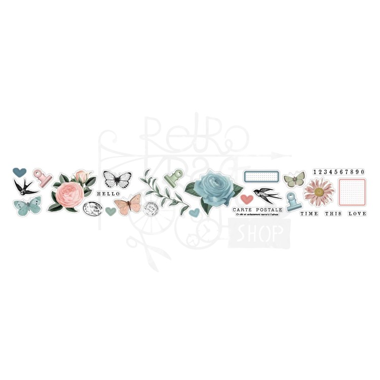 Taśma washi z naklejkami Vintage Artistry Tranquility VAT39784 49 and Market