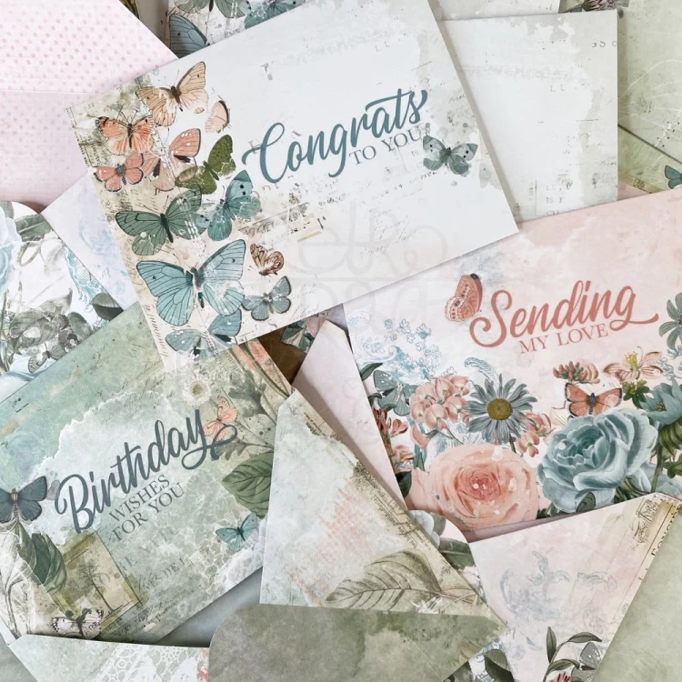 Zestaw karty koperty rub-ons Vintage Artistry Tranquility Card Kit 18 szt VAT39630 49 and Market