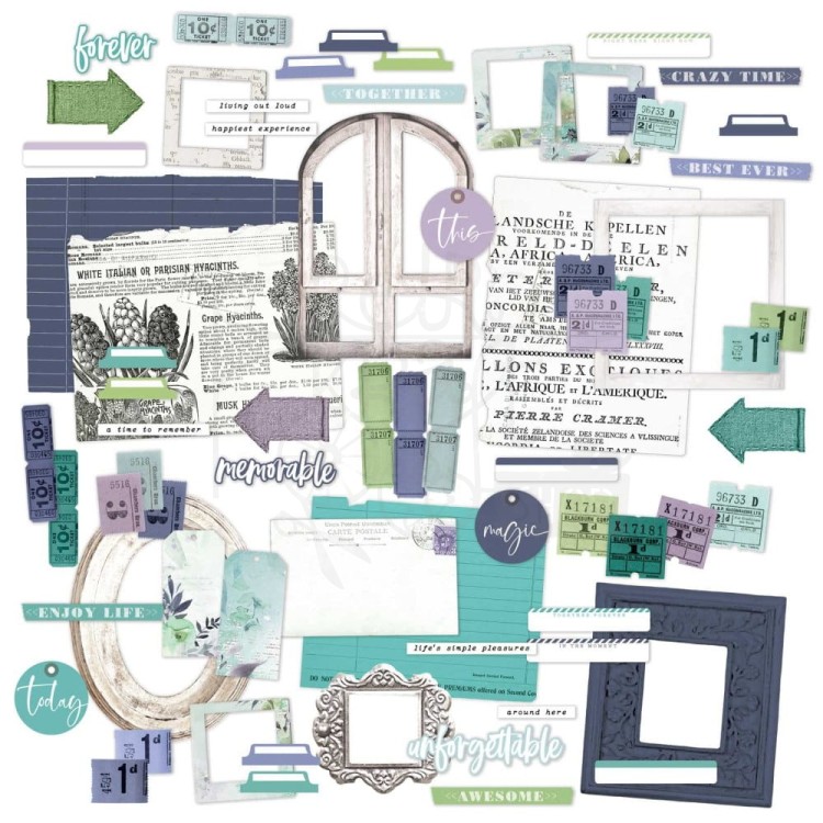 Ozdoby papierowe die-cuts ARToptions Viken Ephemera Bits 73szt AOV36851 49 and Market