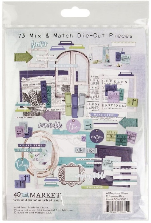 Ozdoby papierowe die-cuts ARToptions Viken Ephemera Bits 73szt AOV36851 49 and Market