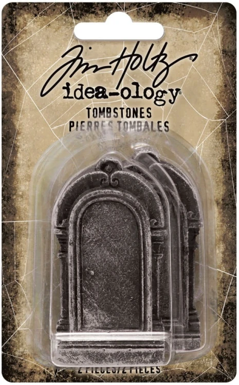 Ozdoby mini nagrobki Idea-Ology Mini Tombstones 2szt TH94173 Tim Holtz
