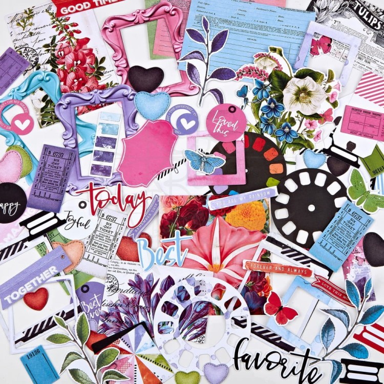 Ozdoby papierowe die-cuts Spectrum Gardenia Ephemera Bits 145szt SG23596 49 and Market