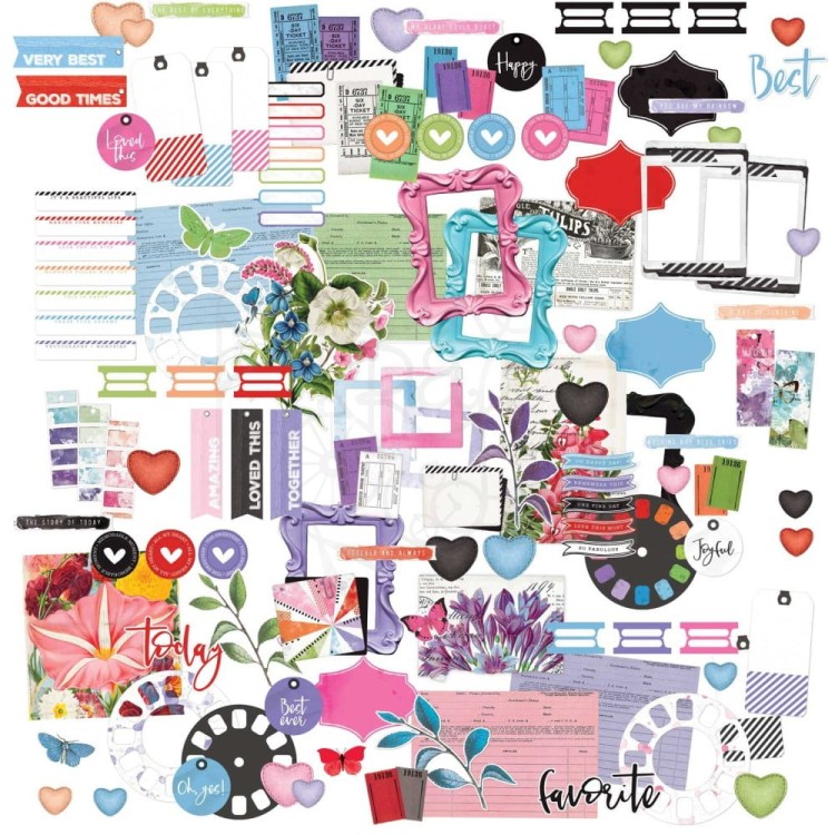 Ozdoby papierowe die-cuts Spectrum Gardenia Ephemera Bits 145szt SG23596 49 and Market
