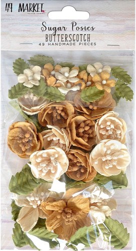 Kwiaty kwiatki papierowe Sugar Posies - Butterscotch 49szt 49SUG32433 49 and Market