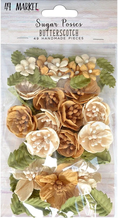 Kwiaty kwiatki papierowe Sugar Posies - Butterscotch 49szt 49SUG32433 49 and Market