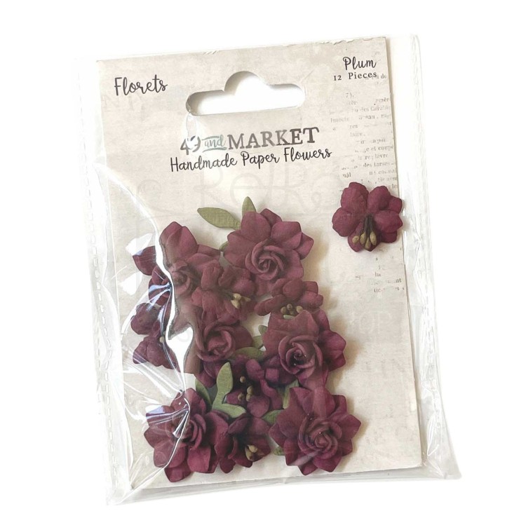 Kwiaty kwiatki papierowe Florets - Plum 12szt 49FMF38961 49 and Market