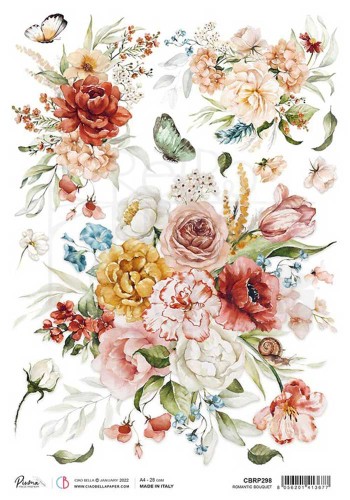 Papier ryżowy A4 Romantic Bouquet CBRP298 - Ciao Bella