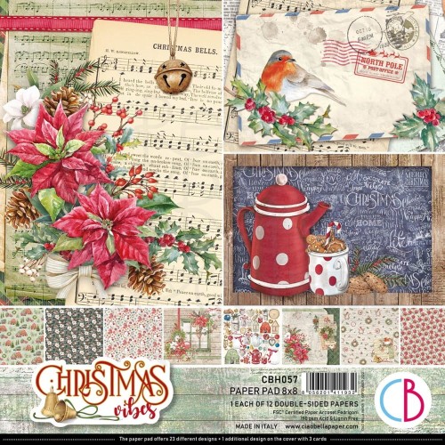 Zestaw papierów 20x20 Christmas Vibes 12 arkuszy CBH057 - Ciao Bella