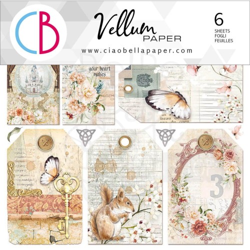 Zestaw papierów welinowych 15x15cm Reign Of Grace 6 arkuszy CBVQ001 - Ciao Bella