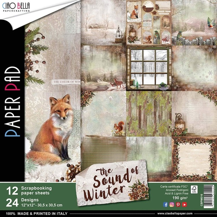 Zestaw papierów 30x30 Sound Of Winter 12 arkuszy CBPM016 - Ciao Bella