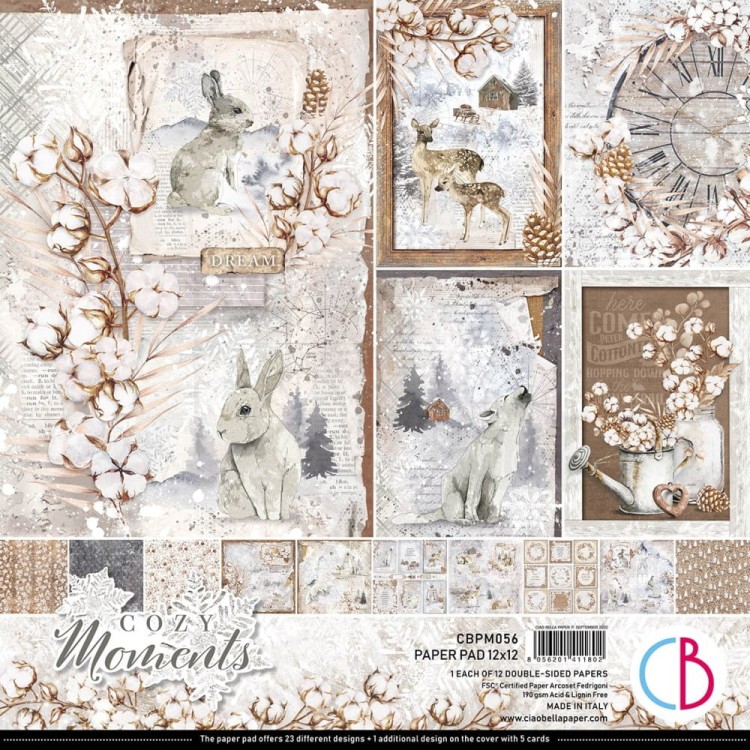 Zestaw papierów 30x30 Cozy Moments 12 arkuszy CBPM056 - Ciao Bella