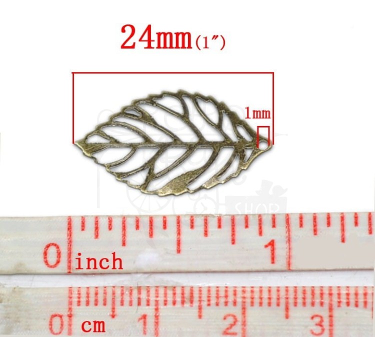 Liść ażurowy 2,4cm brąz