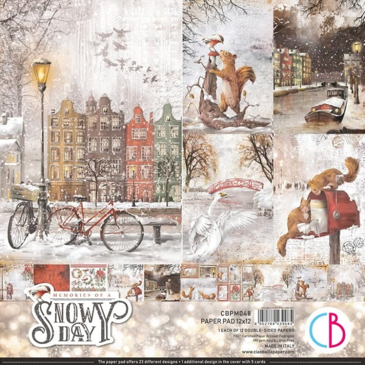 Zestaw papierów 30x30 Memories Of A Snowy Day 12 arkuszy CBPM048 - Ciao Bella