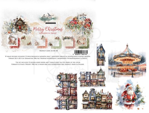 Zestaw papierów 20x20 Merry Christmas - AA-MC-08 Alchemy of Art