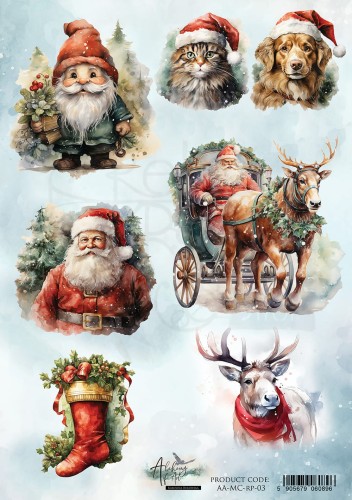 Papier ryżowy A4 Merry Christmas - AA-MC-RP-03 Alchemy of Art